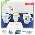 Multicolor Taza Parcerlain Blanca Alta con Decal